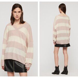 ALLSAINTS Byers Stripe V-Neck Sweater (S)